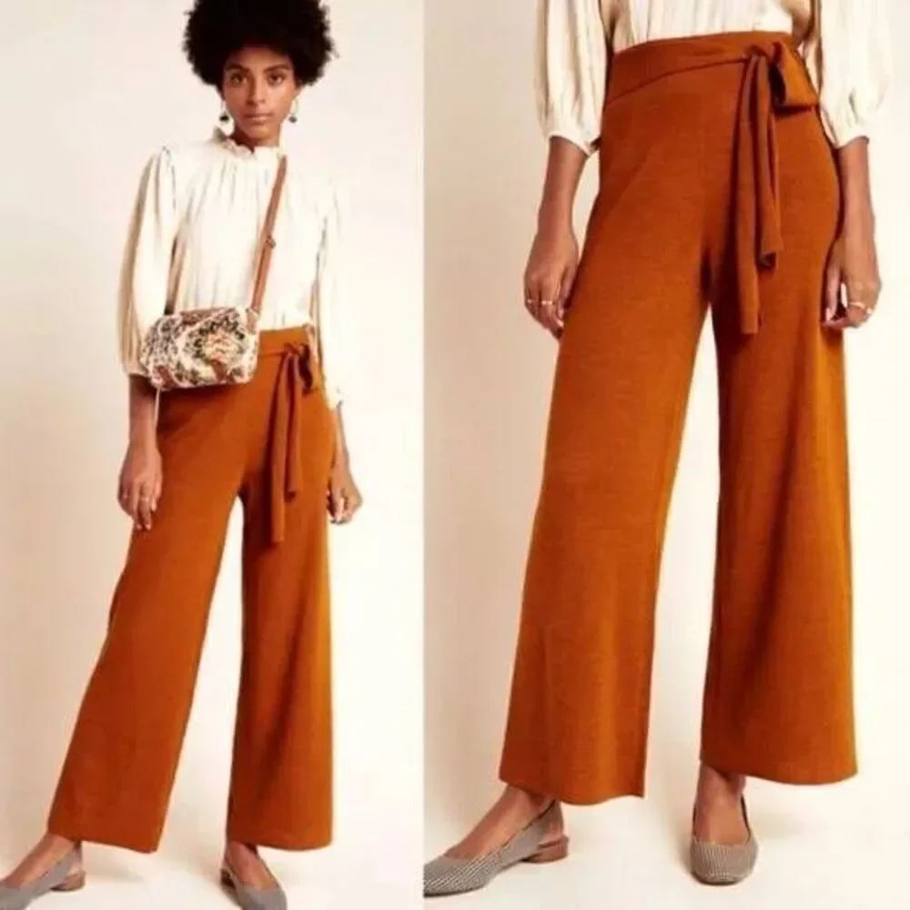 Anthropologie Linette Cropped Wide Leg Knit Pant S $130
